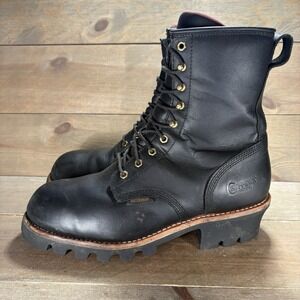 chippewa paladin mens size 11.5 extra wide shoes black steel toe logging boots